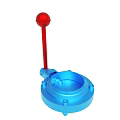 Blue Base Mechanical Component With Red Rod And Spherical Handle 3d model