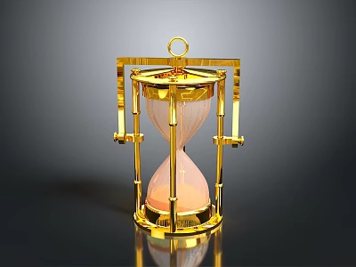 Golden Decorative Hourglass With Transparent Glass Pink Sand And Reflective Base 3d model