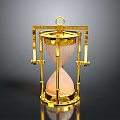 Golden Decorative Hourglass With Transparent Glass Pink Sand And Reflective Base
