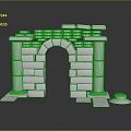 Elegant Scenic Landscape Of White Stone Archway With Columns And Reflection Against Gray Background