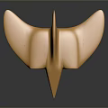 Golden Metallic Sculpture With Winged Design And Circular Openings For Modern Decor