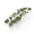 Natural Green and Brown Wood Stone Chunks Scattered on White Background