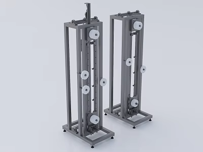 Industrial Equipment With Metal Frame And Multiple Circular Components On Mobile Base 3d model