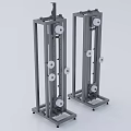 Industrial Equipment With Metal Frame And Multiple Circular Components On Mobile Base