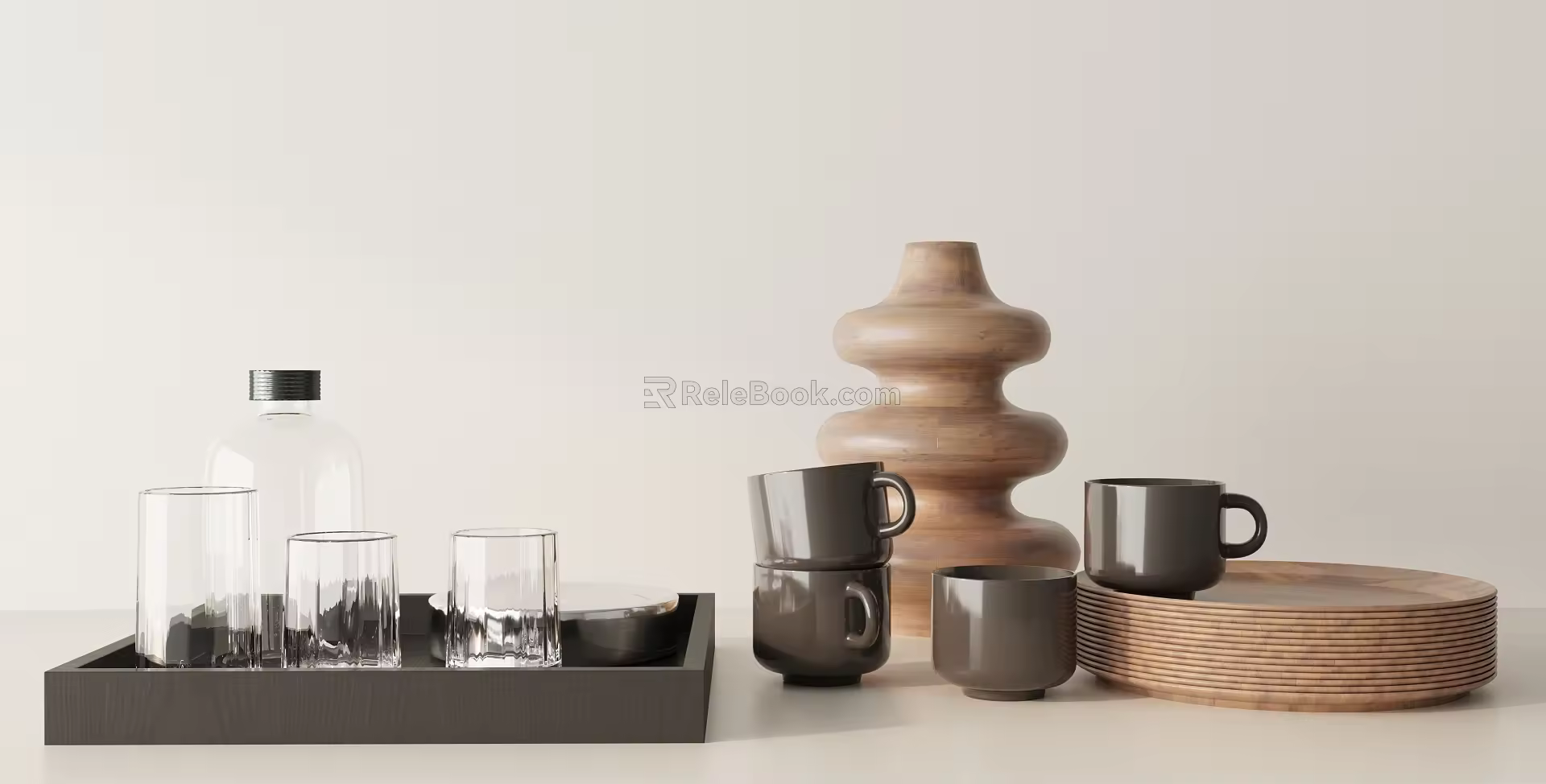 Modern Tableware Ornaments Combination 3d model