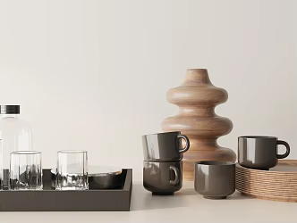 Modern Tableware Ornaments Combination 3d model