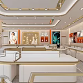 Elegant Jewelry Store Interior Design With White Display Counters And Ceiling Lighting 3d model
