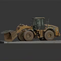 Yellow Construction Loader Model With Large Wheels And Gray Display Base