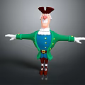 Friendly Cartoon Character Wearing Green Coat Blue Vest And Brown Triangular Hat With Outstretched Arms