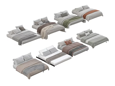 Modern Bedding Modern Cream Style Bedding Quilt Blanket Mattress 3d model