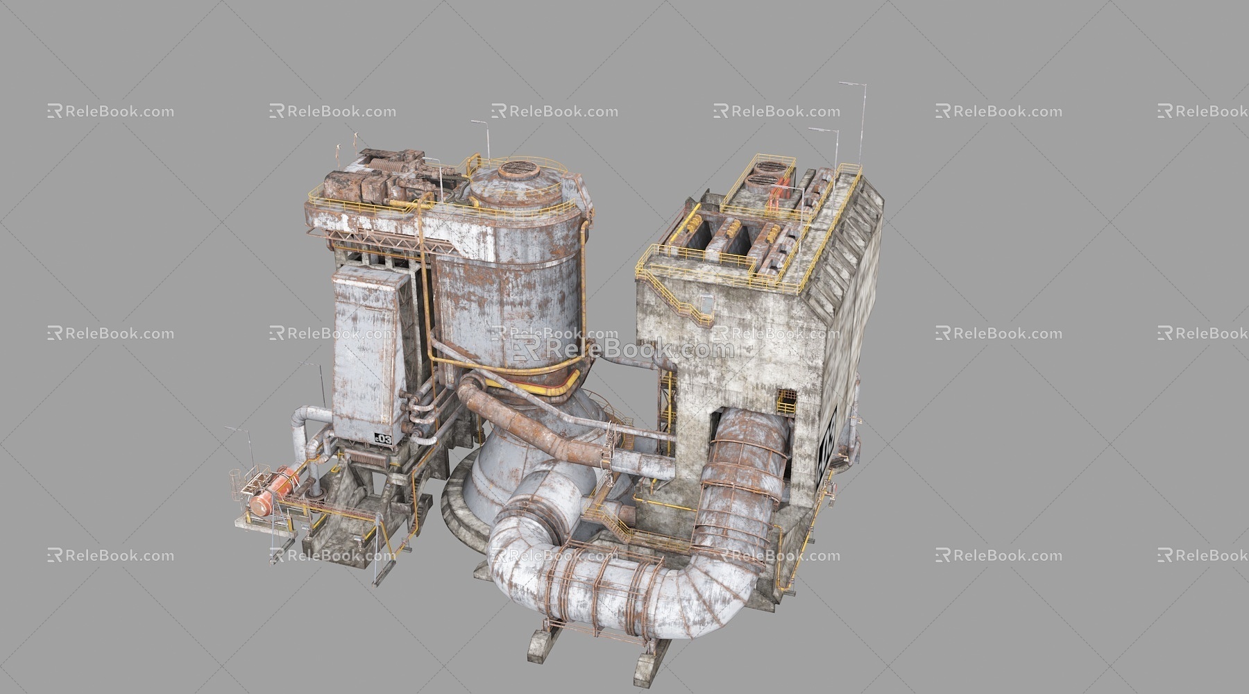 chemical plant equipment industrial plant parts large machinery industrial equipment 3d model