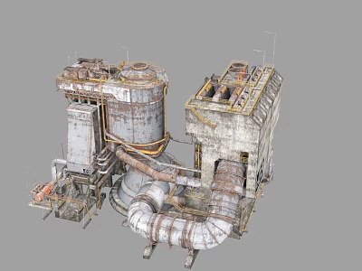 Heavy Duty Industrial Equipment With Large Tanks Metal Pipes And Structures 3d model
