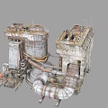 Heavy Duty Industrial Equipment With Large Tanks Metal Pipes And Structures