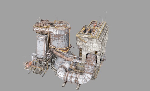 chemical plant equipment industrial plant parts large machinery industrial equipment 3d model