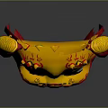 Yellow Lion Head With Red Mane Ornate Patterns And Big Expressive Eyes