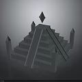 Modern Pyramid 3D Model with Stepped Design Diamond Top and Spire Elements 3d model