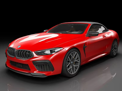 Red BMW Two Door Sports Car With Shiny Exterior And Black Wheels 3d model