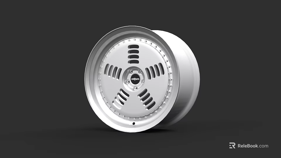 Car Wheel Rim With Silver Metallic Finish And Modern Spoke Design 3d model 