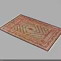 Traditional Decorative Rug With Intricate Geometric Patterns And Vibrant Color Tones