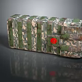 Tactical Camouflage Storage Box Design With Red Emblem And Straps