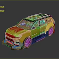 Yellow And Black Sporty SUV With Black Roof And Sleek Body Accents