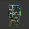 Green Industrial Equipment With Multiple Green Domes Yellow Fasteners And Supporting Legs