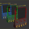 Construction Site Safety Barriers With Metal Mesh Fences And Yellow Warning Stripes
