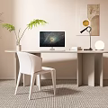 Modern Cream Style Rock Board Desk Home Computer Desk Minimalist Writing Desk Office Desk Rock Board Desk Cream Rock Board Desk 3d model