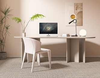 Modern Cream Style Rock Board Desk Home Computer Desk Minimalist Writing Desk Office Desk Rock Board Desk Cream Rock Board Desk 3d model