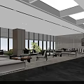 Modern Lounge Area Interior Design With Sofa Bench Chandelier And Floor To Ceiling Windows