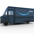 Dark Blue Amazon Prime Delivery Van With Brand Logo And Service Exterior