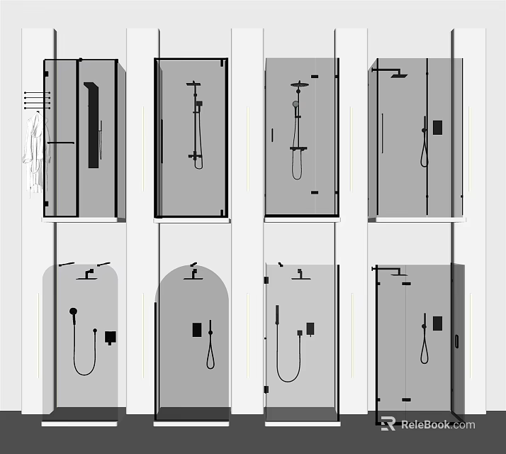 Shower Sauna Interior Design Featuring Various Cabin Types And Modern Fixtures 3d model 