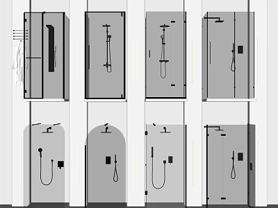 Shower Sauna Interior Design Featuring Various Cabin Types And Modern Fixtures 3d model