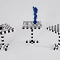 Black And White Checkerboard Pattern Side Tables With Modern Design Elements 3d model