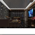 Luxurious Modern KTV Interior With Comfortable Sofa LED Screen Ambient Lighting And Decorative Walls
