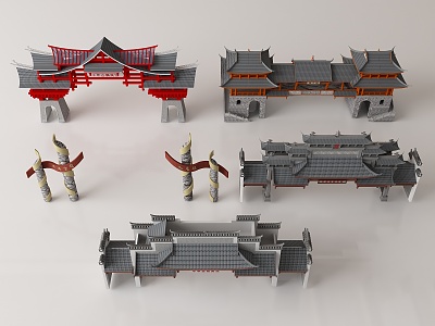 Chinese Gate Entrance Gate 3d model