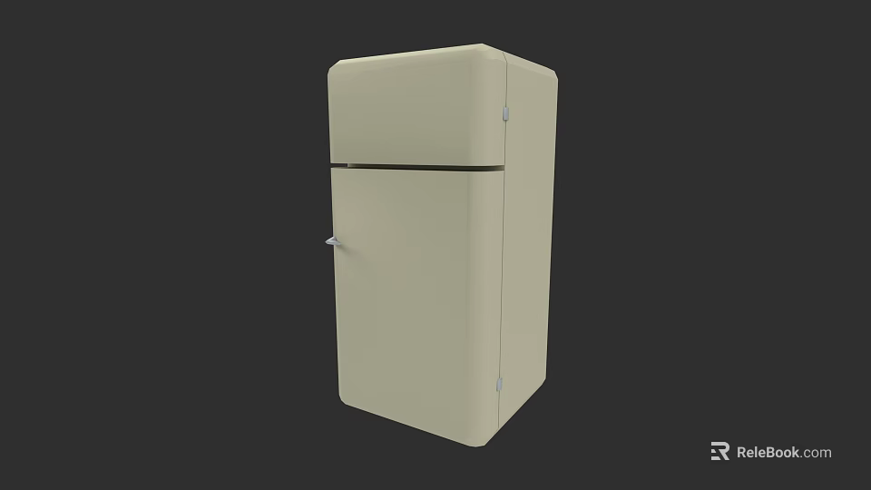 Cream Colored Single Door Refrigerator Freezer With Simple Design For Home Use 3d model 