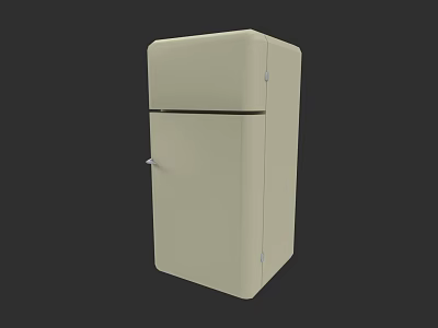 Cream Colored Single Door Refrigerator Freezer With Simple Design For Home Use 3d model