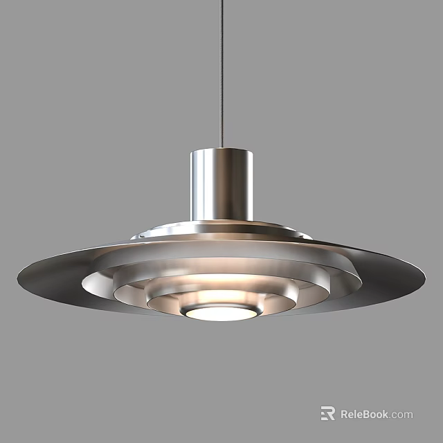 Modern Metallic Chandelier With Multi Layered Circular Design And Sleek Shiny Finish 3d model 