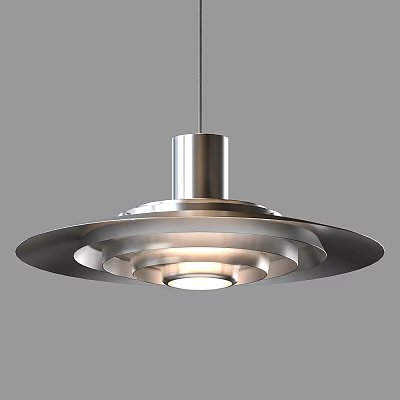 Modern Metallic Chandelier With Multi Layered Circular Design And Sleek Shiny Finish 3d model