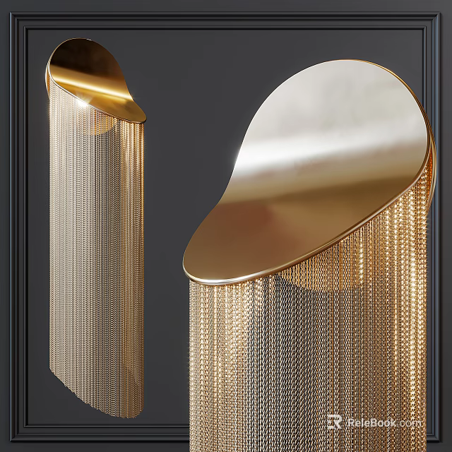 Modern Golden Wall Sconce With Decorative Hanging Chains And Luxury Design Elements 3d model 