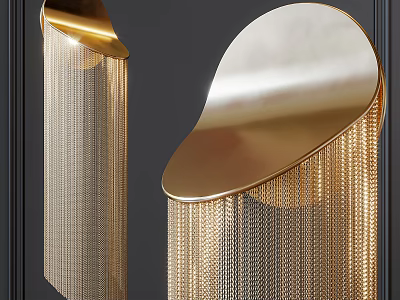 Modern Golden Wall Sconce With Decorative Hanging Chains And Luxury Design Elements 3d model