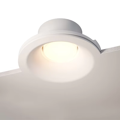 White Recessed Downlight Spotlight Installed in Ceiling with Bright Illumination 3d model