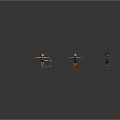 Game and Movie Characters in 3D Scene Running on Red Track with White Lines
