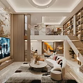 Modern Entertainment Room With Gym Equipment Home Theater And Kids Teepee