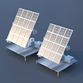 Dual Solar Panels With Mounting Brackets On Metal Frame Gray Background 3d model