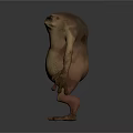 Game Movie Character Frog Like Creature With Bulging Belly Textured Skin Standing Posture