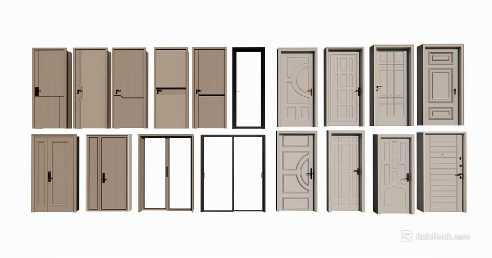 Hinged Doors with Various Modern Styles and Designs for Home Interior 3d model