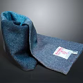 Blue Folded Scarf with Brand Label and Soft Quality Fabric Texture