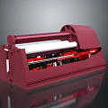 Red Professional Roll Equipment With Mechanical Structure And White Paper 3d model
